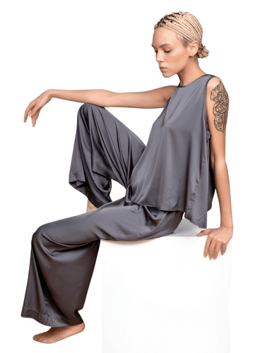 Two-Piece Crossed Back Pajama Sets For Women -, Pajamas , Drestiny , Australia, Black, Blue, Casual Shirts, Dark Blue, Grey, L, Loungewear, M, New Zealand, Pajamas, Pant Sets, S, Sets, Sleeveless, United Kingdom, United States , Drestiny , www.shopdrestiny.com